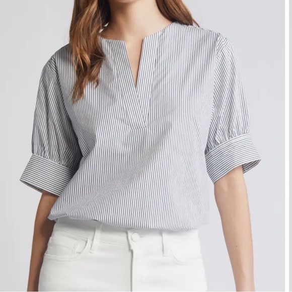 Frame V-Neck Popover Blouse - Picture 1 of 5